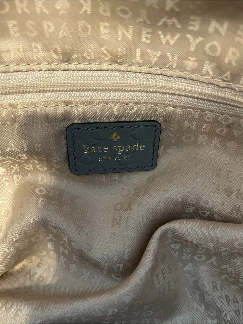 Kate Spade Gray Ostrich Embossed Leather Satchel Handbag